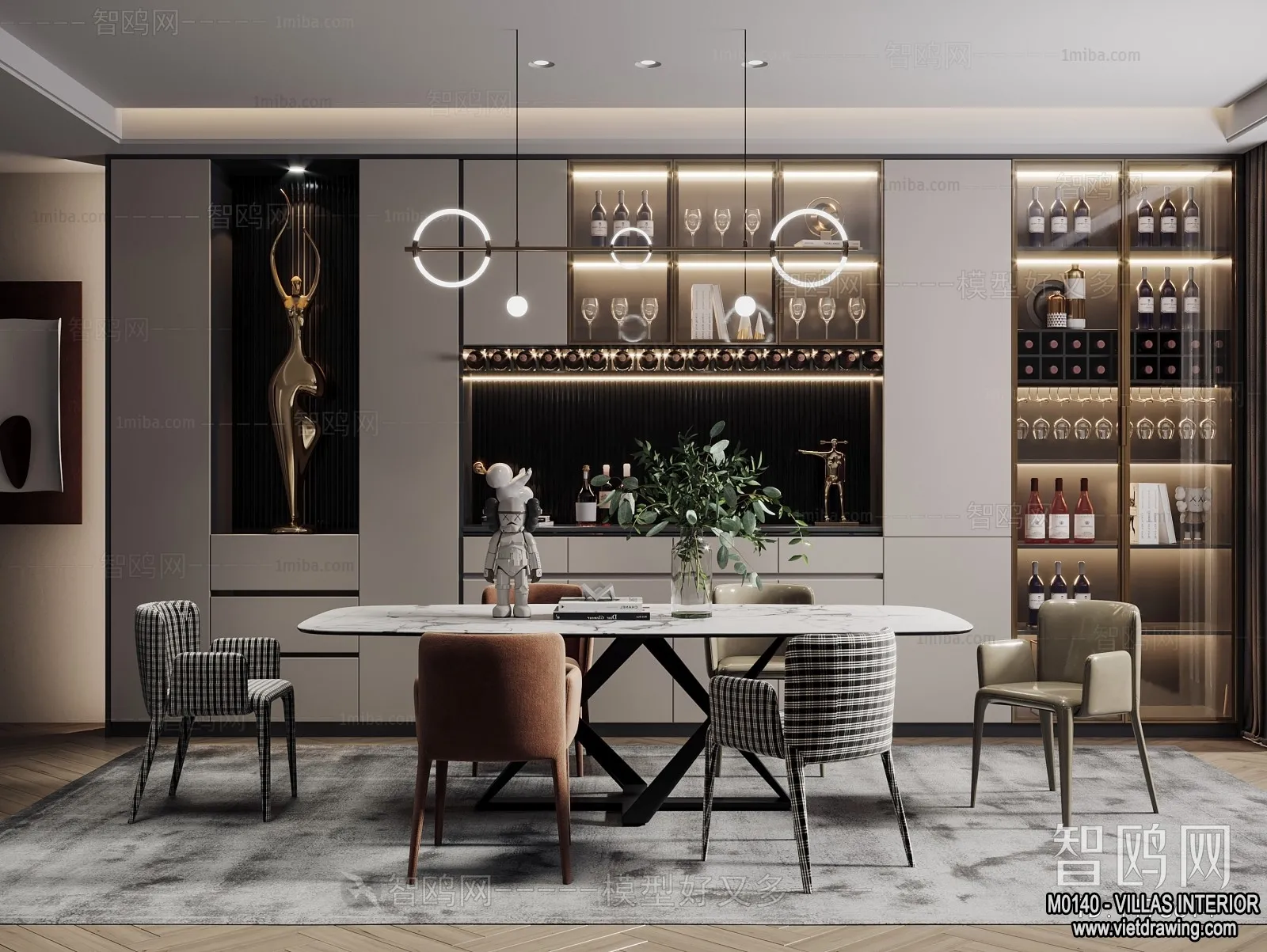 Dining Room - Villas 3D Interior Scene - 3D Models - 141