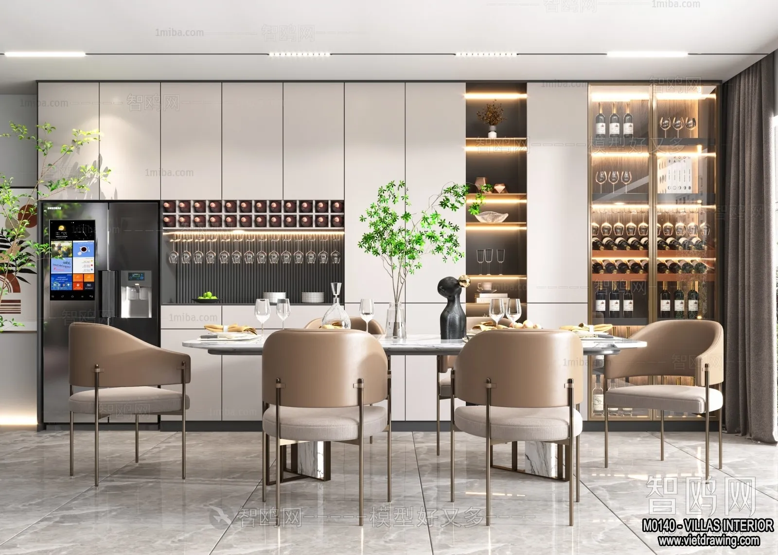 Dining Room - Villas 3D Interior Scene - 3D Models - 143