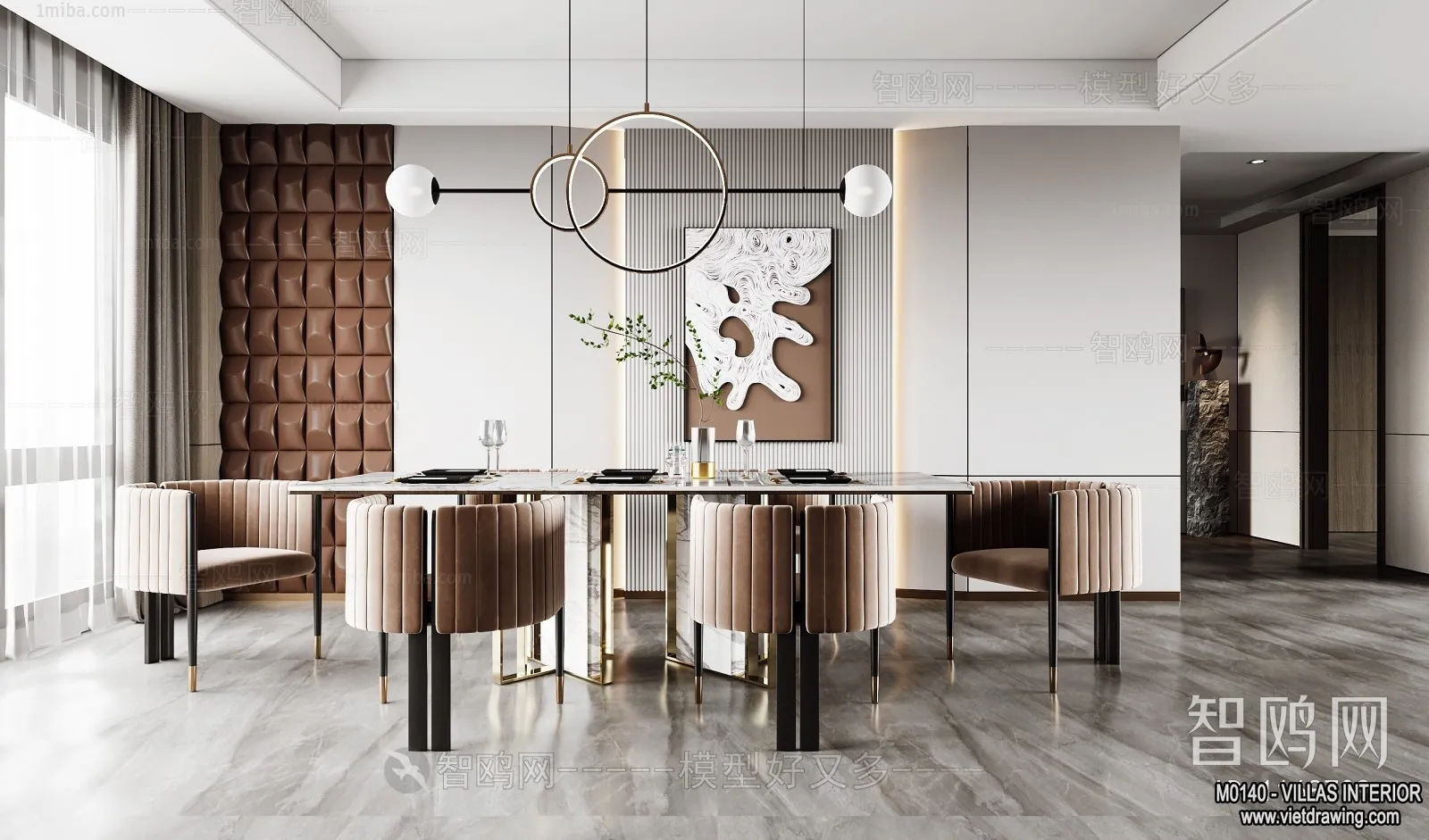 Dining Room - Villas 3D Interior Scene - 3D Models - 144