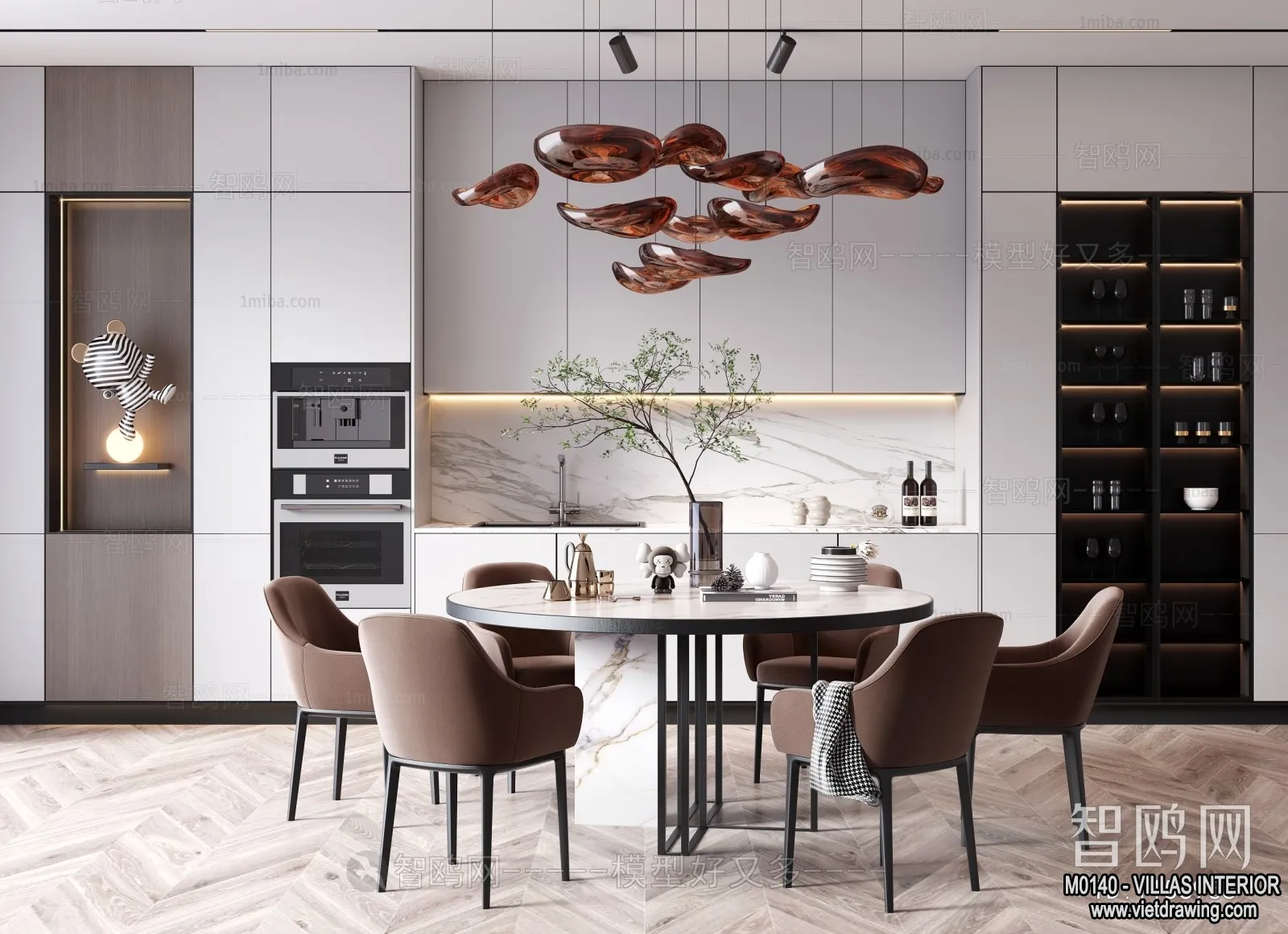 Dining Room - Villas 3D Interior Scene - 3D Models - 147