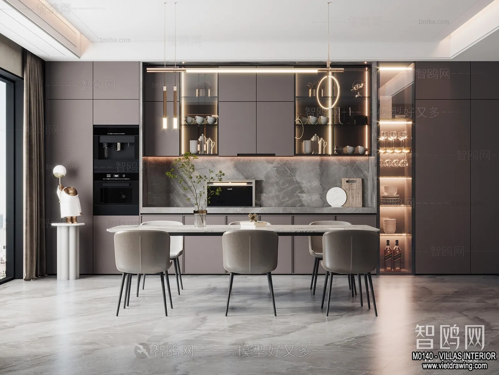 Dining Room - Villas 3D Interior Scene - 3D Models - 149