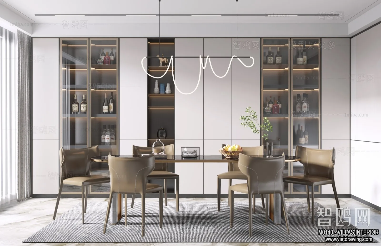 Dining Room - Villas 3D Interior Scene - 3D Models - 150