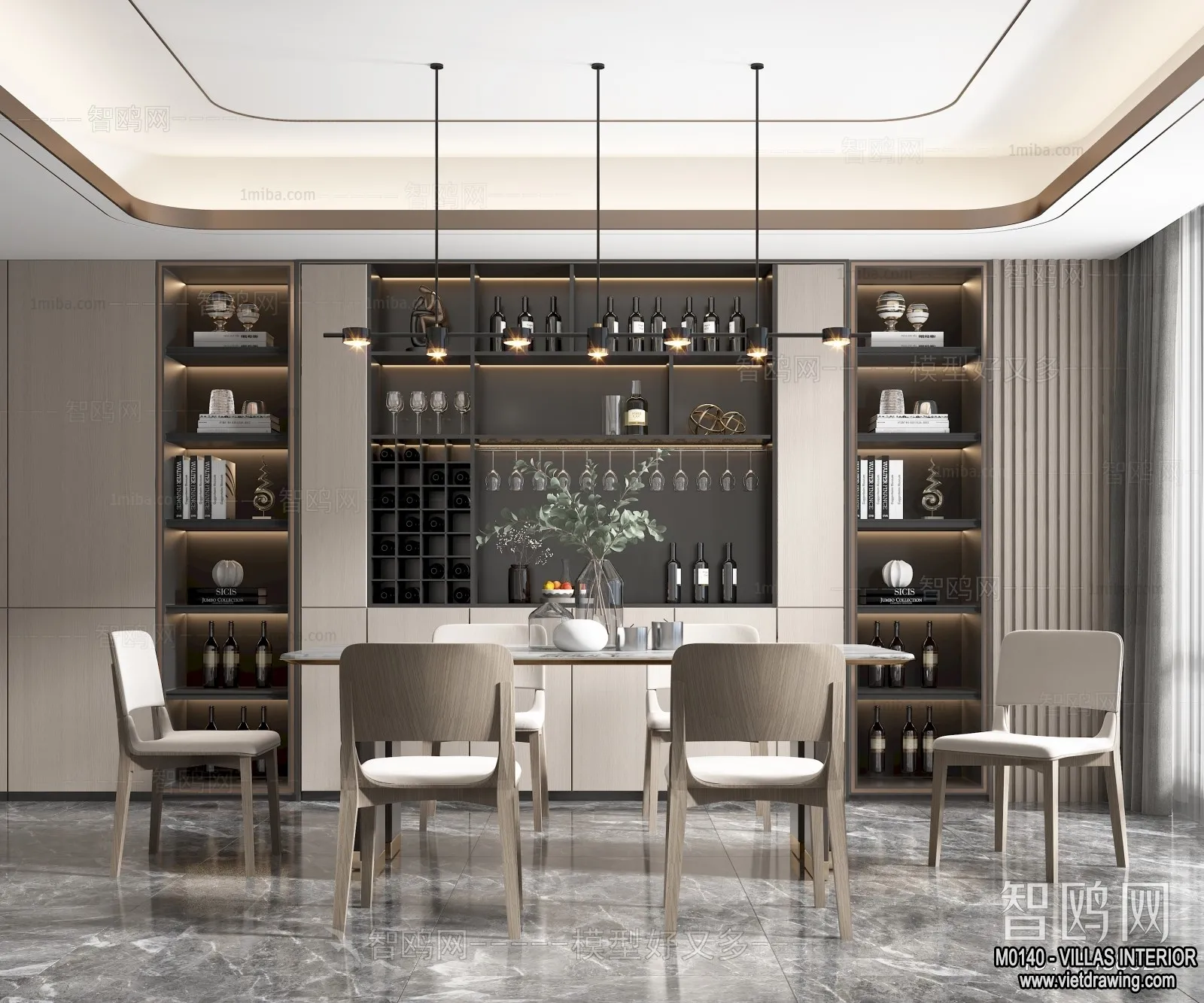 Dining Room - Villas 3D Interior Scene - 3D Models - 151