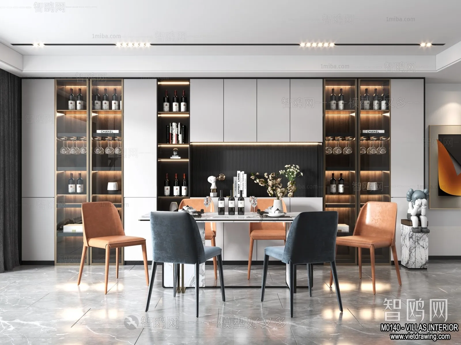 Dining Room - Villas 3D Interior Scene - 3D Models - 152