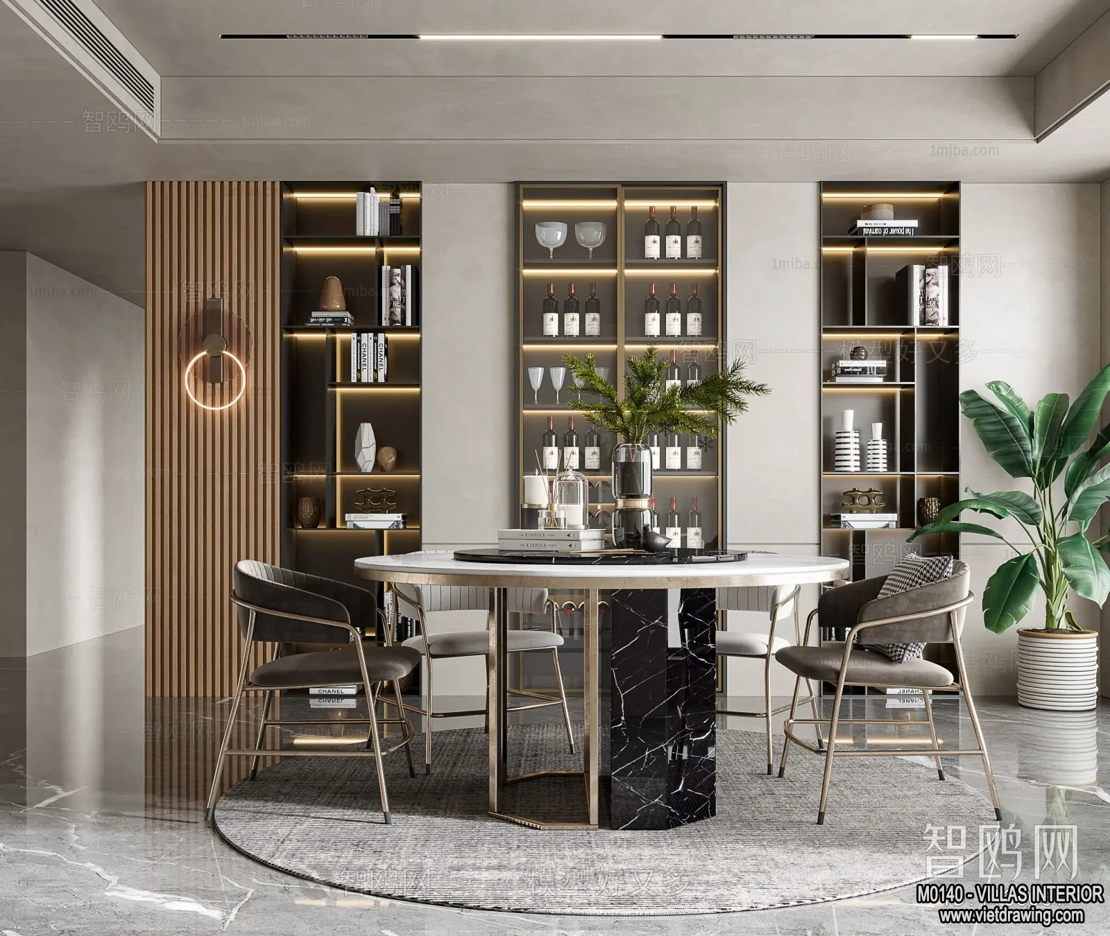 Dining Room - Villas 3D Interior Scene - 3D Models - 153