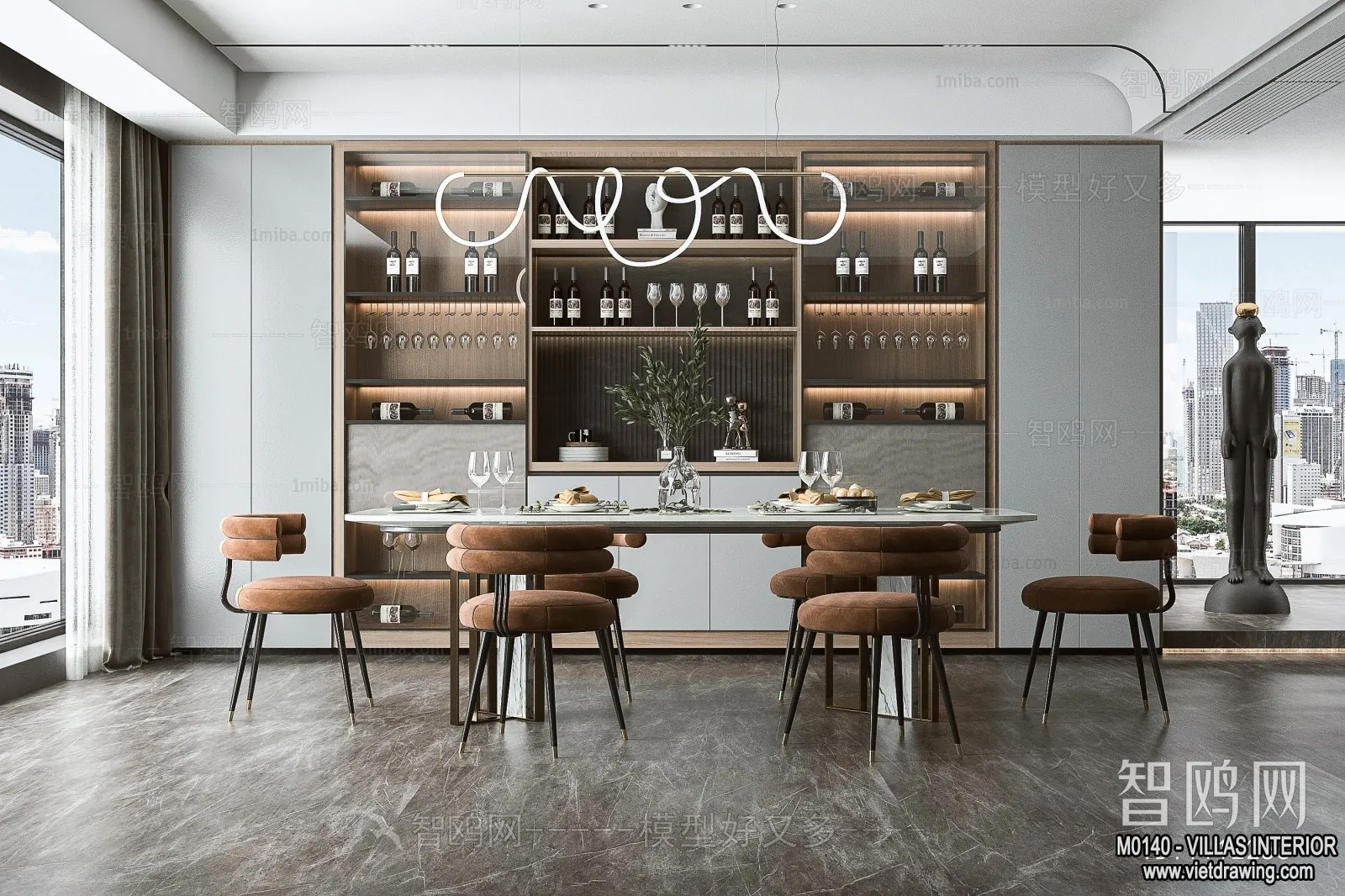 Dining Room - Villas 3D Interior Scene - 3D Models - 154