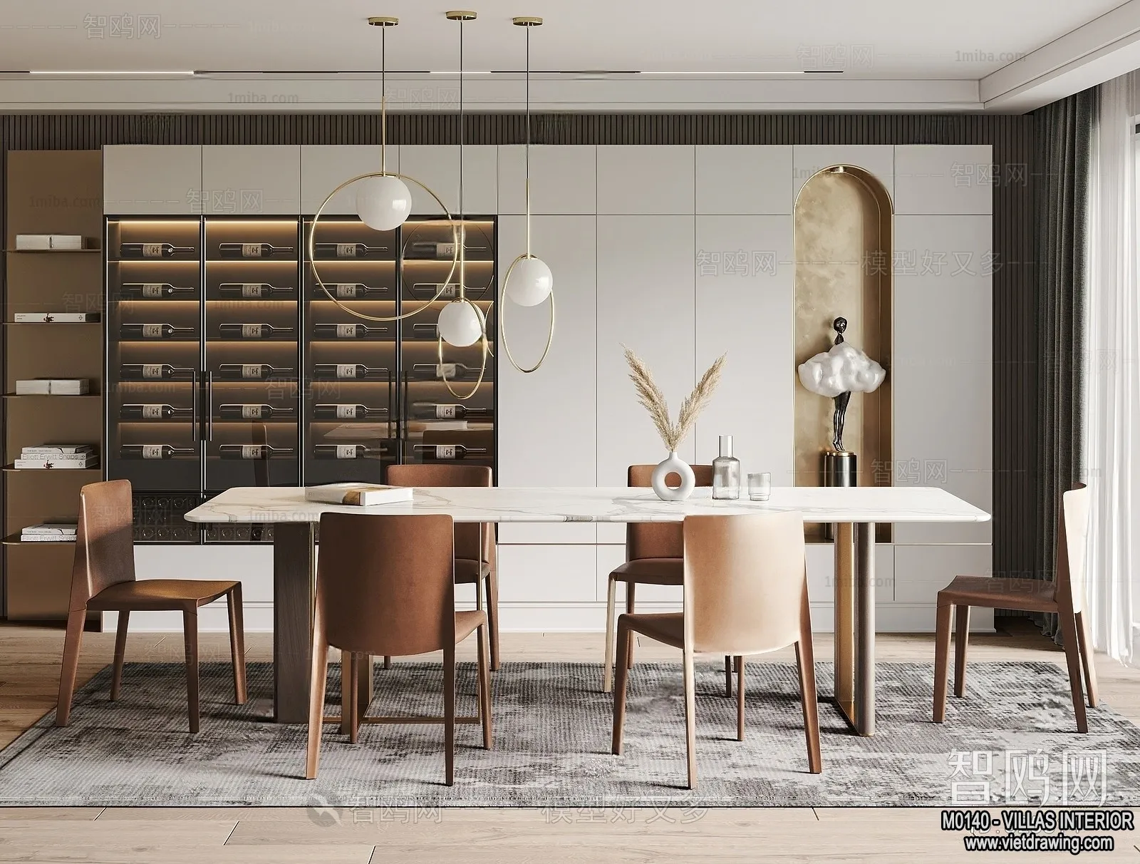 Dining Room - Villas 3D Interior Scene - 3D Models - 155