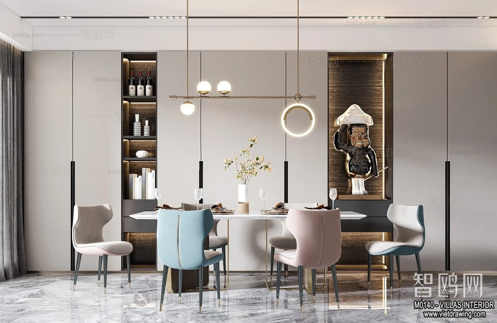 Dining Room - Villas 3D Interior Scene - 3D Models - 156