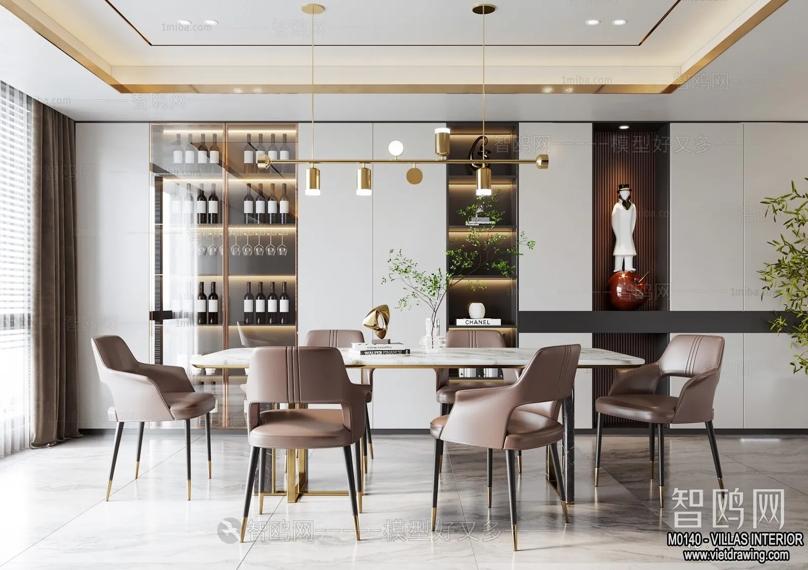 Dining Room - Villas 3D Interior Scene - 3D Models - 160