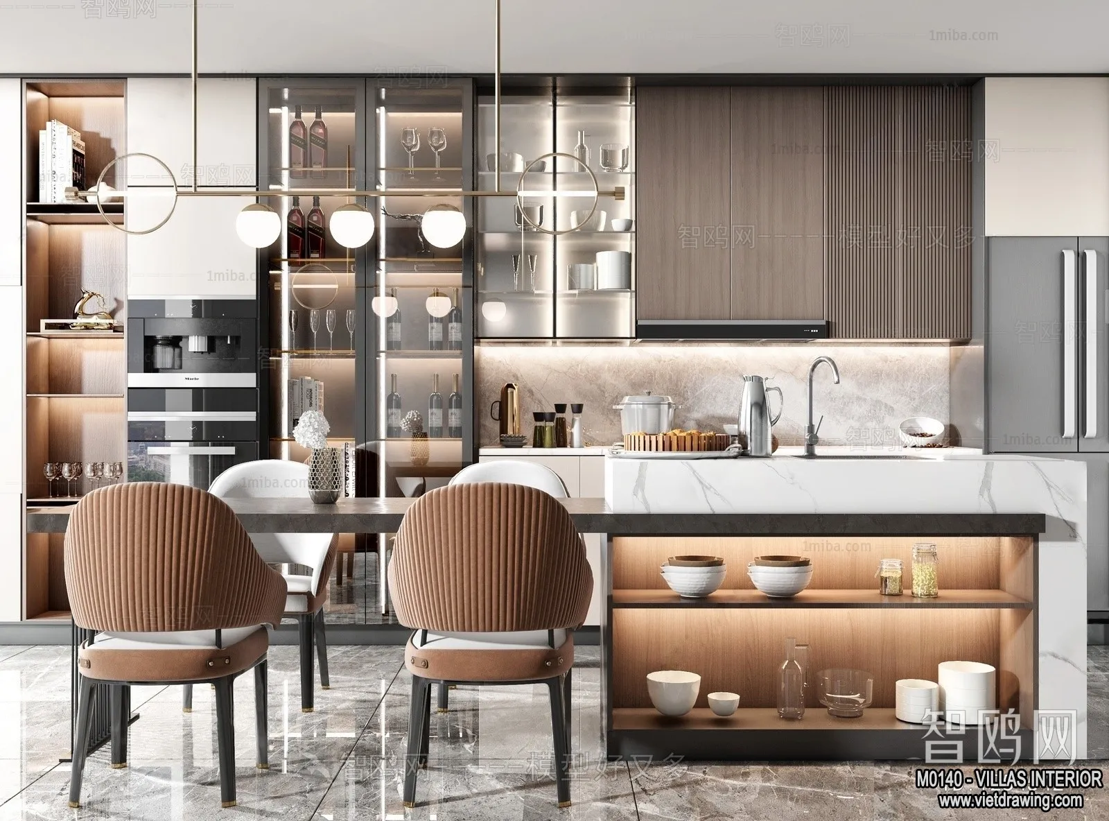 Dining Room - Villas 3D Interior Scene - 3D Models - 162