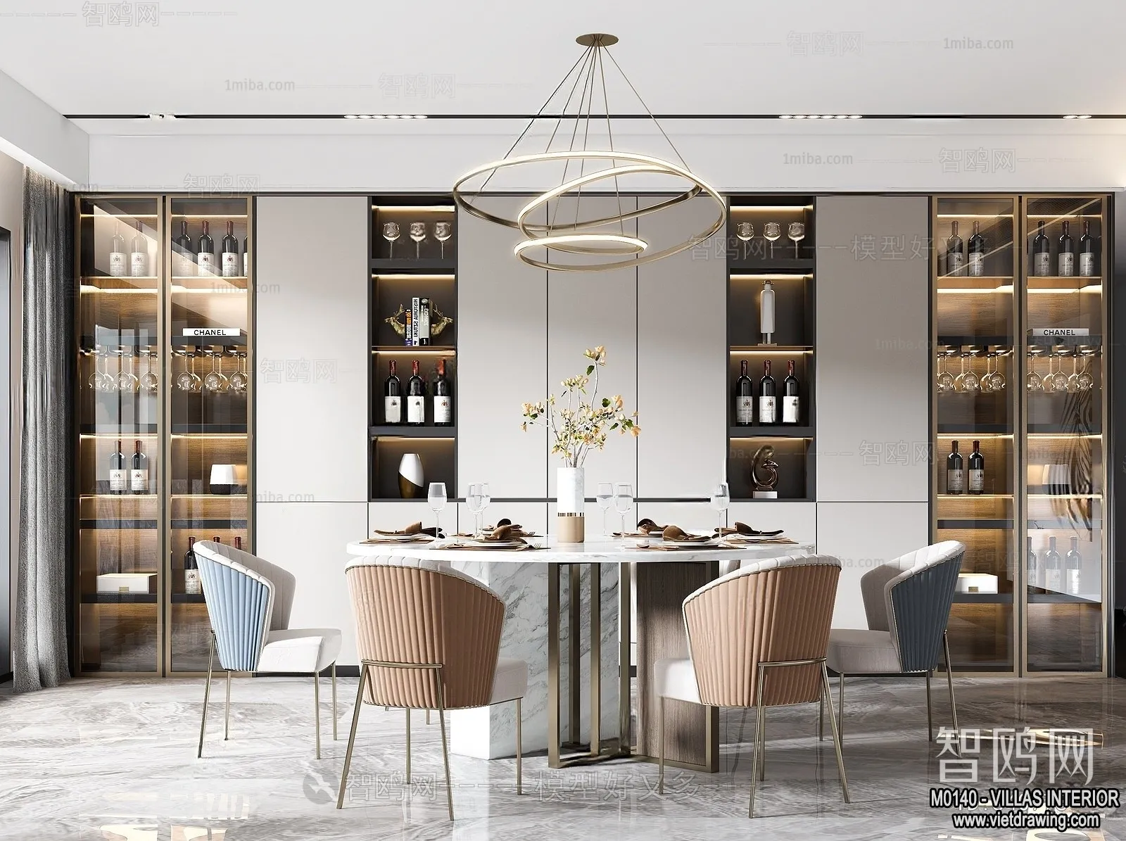 Dining Room - Villas 3D Interior Scene - 3D Models - 163