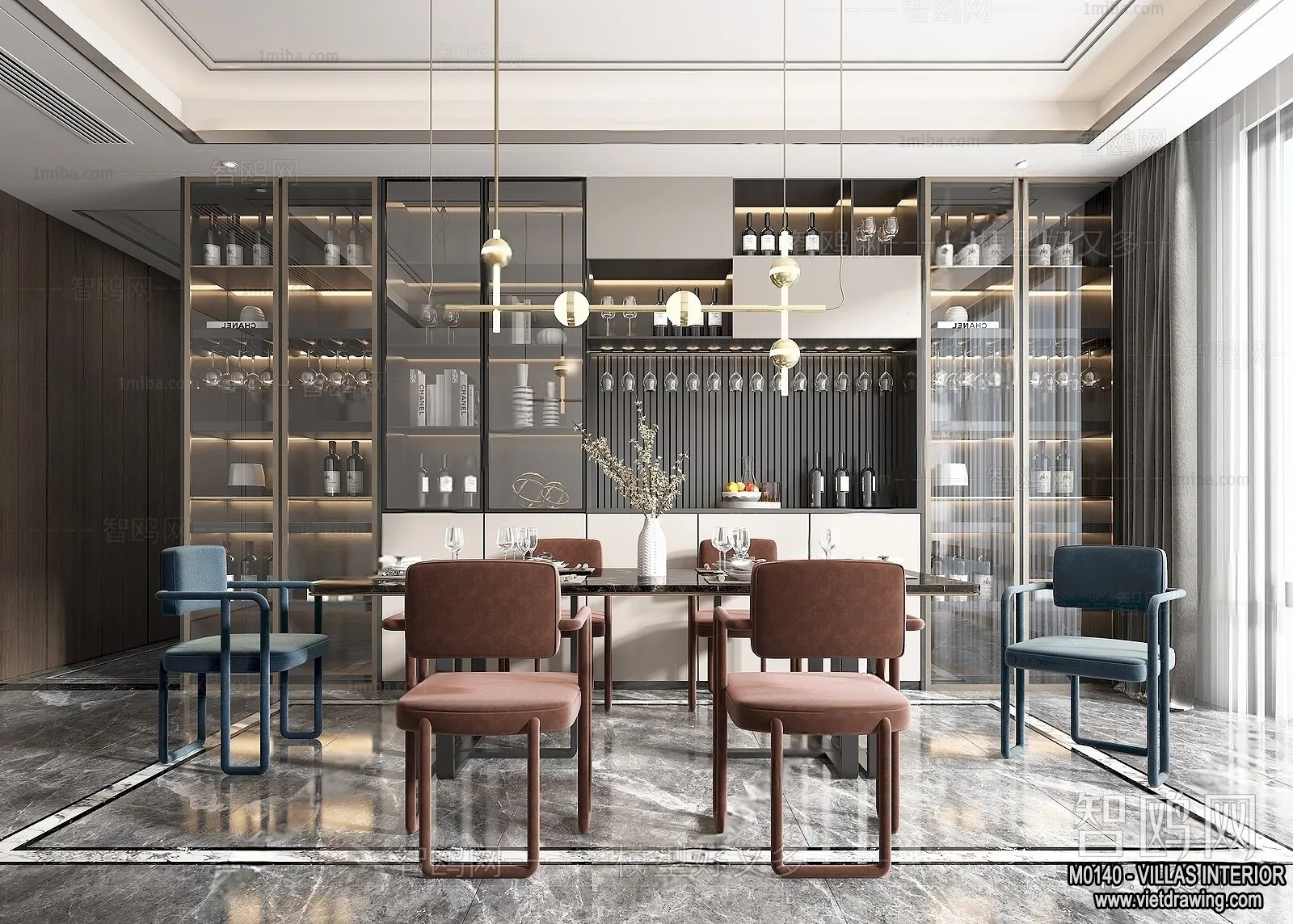 Dining Room - Villas 3D Interior Scene - 3D Models - 164