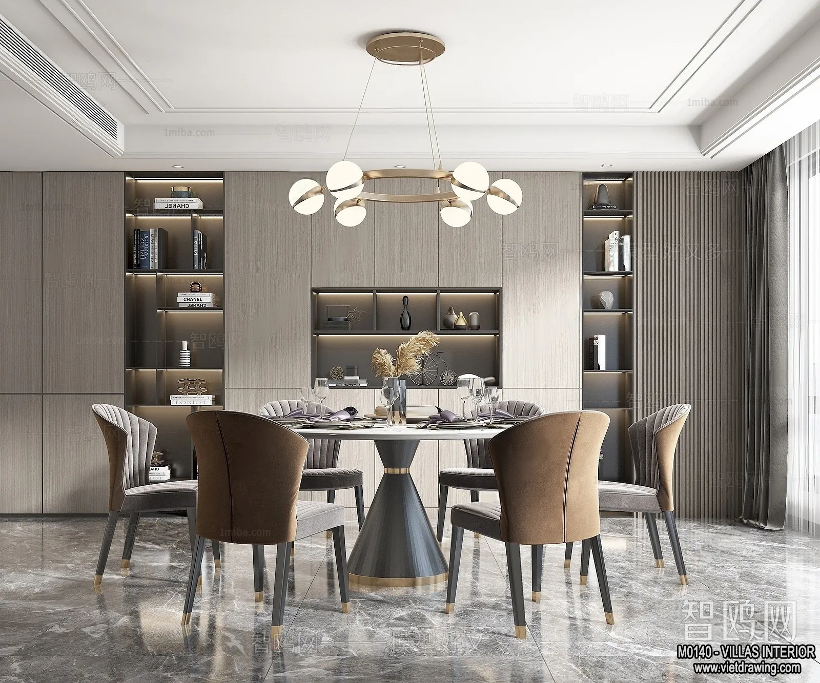 Dining Room - Villas 3D Interior Scene - 3D Models - 165