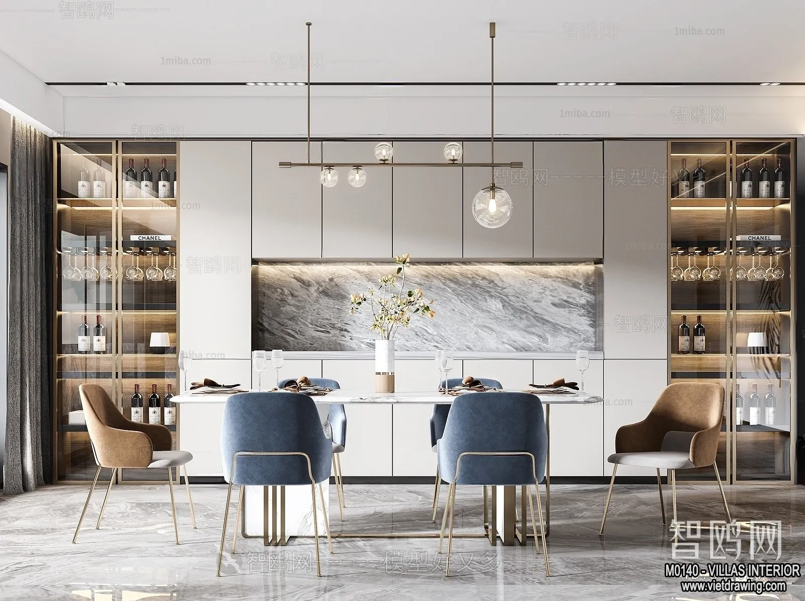 Dining Room - Villas 3D Interior Scene - 3D Models - 166