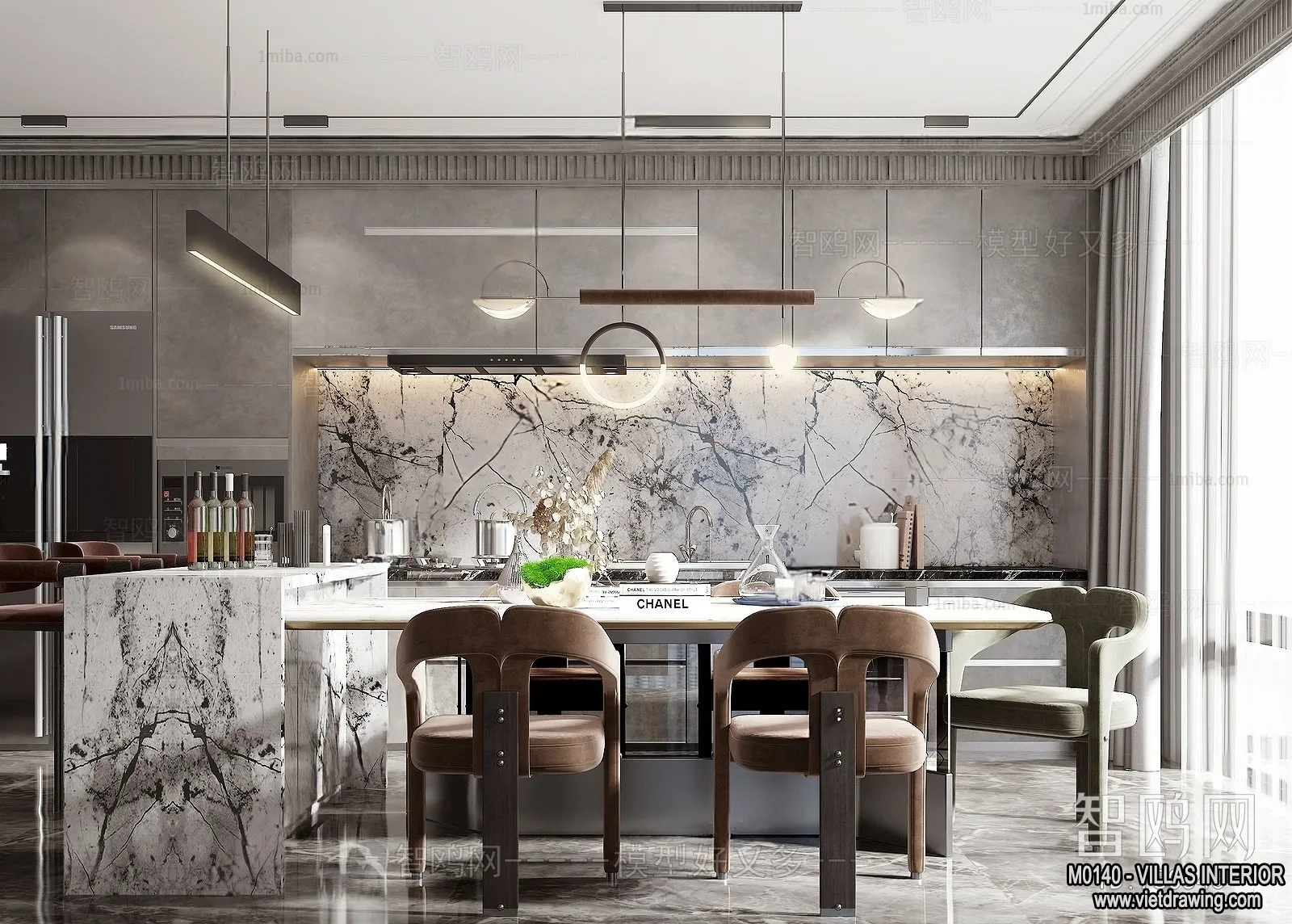 Dining Room - Villas 3D Interior Scene - 3D Models - 168