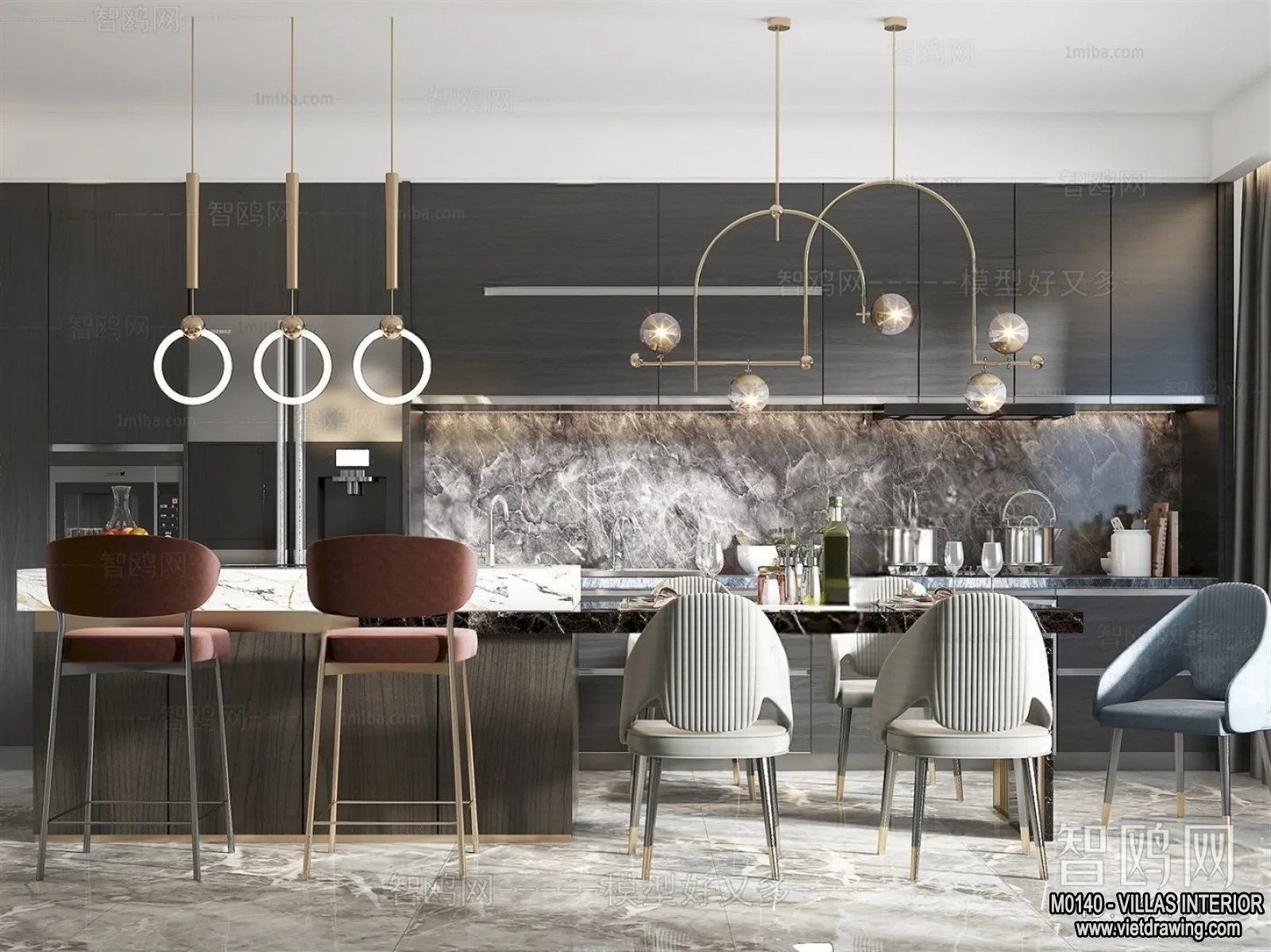 Dining Room - Villas 3D Interior Scene - 3D Models - 169