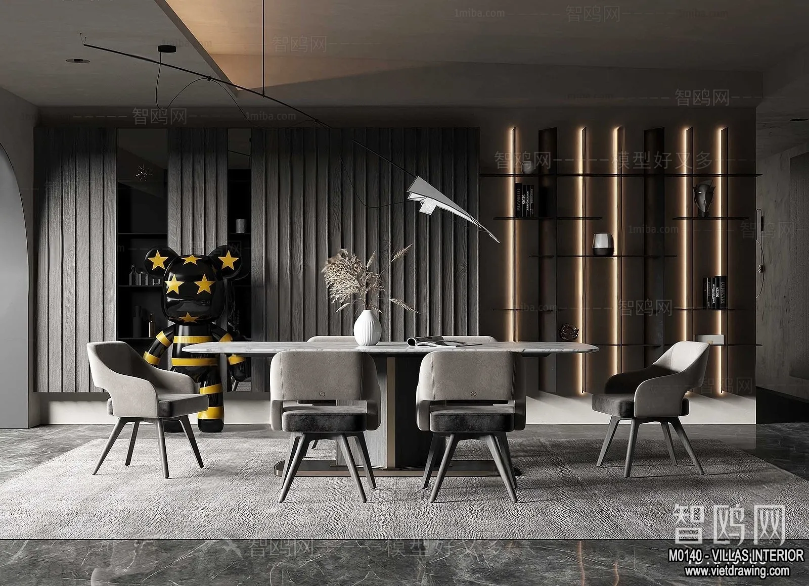 Dining Room - Villas 3D Interior Scene - 3D Models - 170