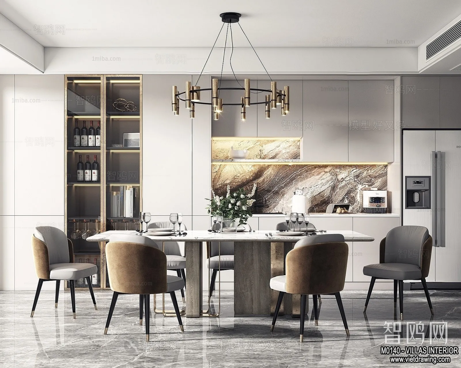 Dining Room - Villas 3D Interior Scene - 3D Models - 173
