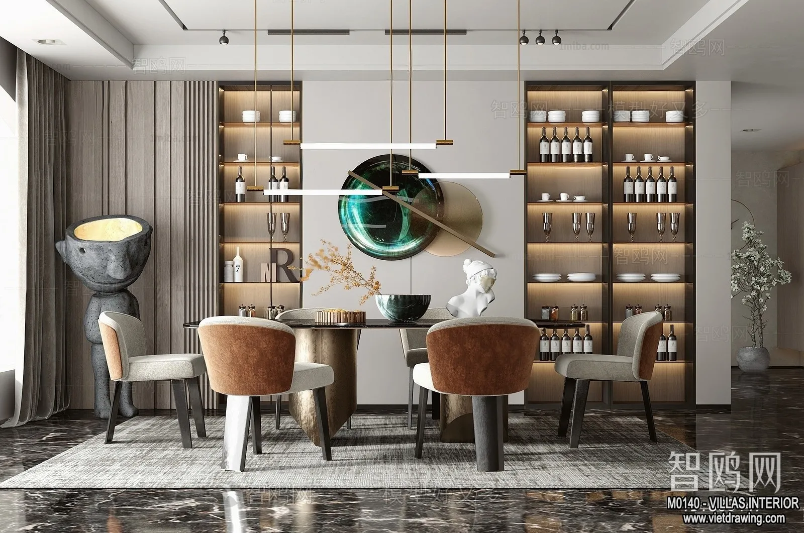 Dining Room - Villas 3D Interior Scene - 3D Models - 174