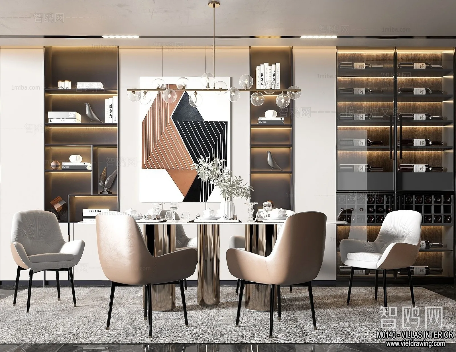 Dining Room - Villas 3D Interior Scene - 3D Models - 175