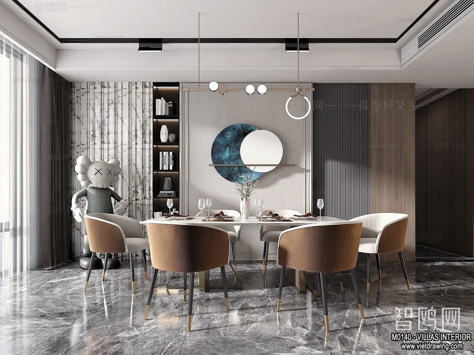 Dining Room - Villas 3D Interior Scene - 3D Models - 176