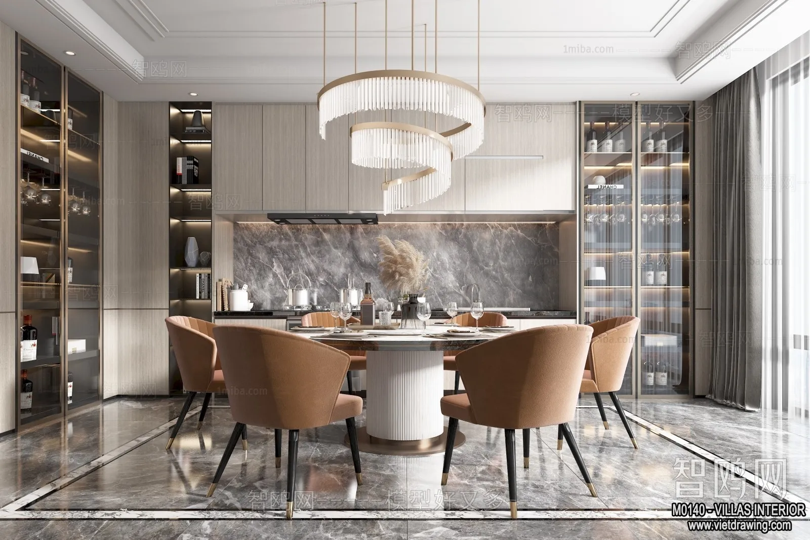 Dining Room - Villas 3D Interior Scene - 3D Models - 177
