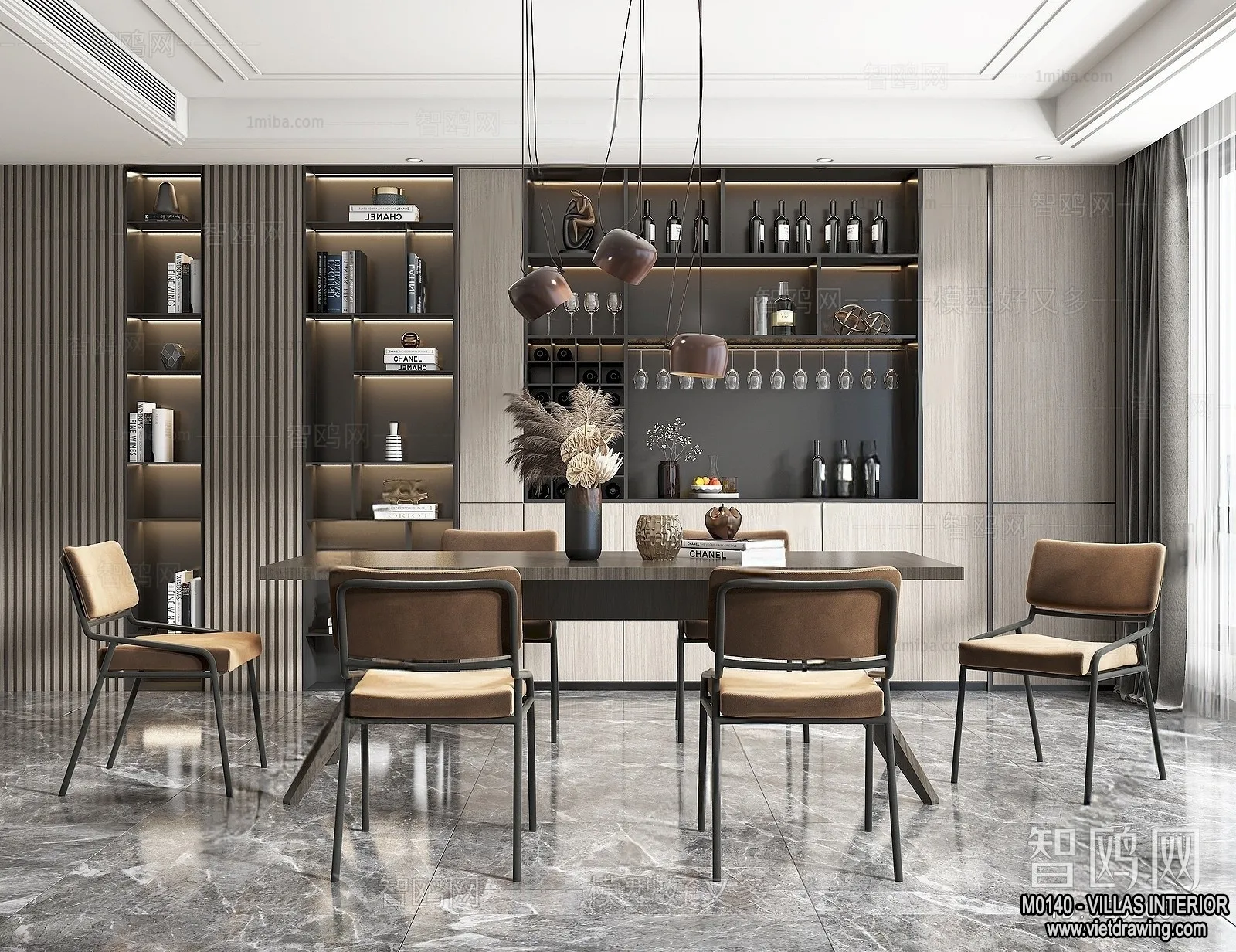 Dining Room - Villas 3D Interior Scene - 3D Models - 178