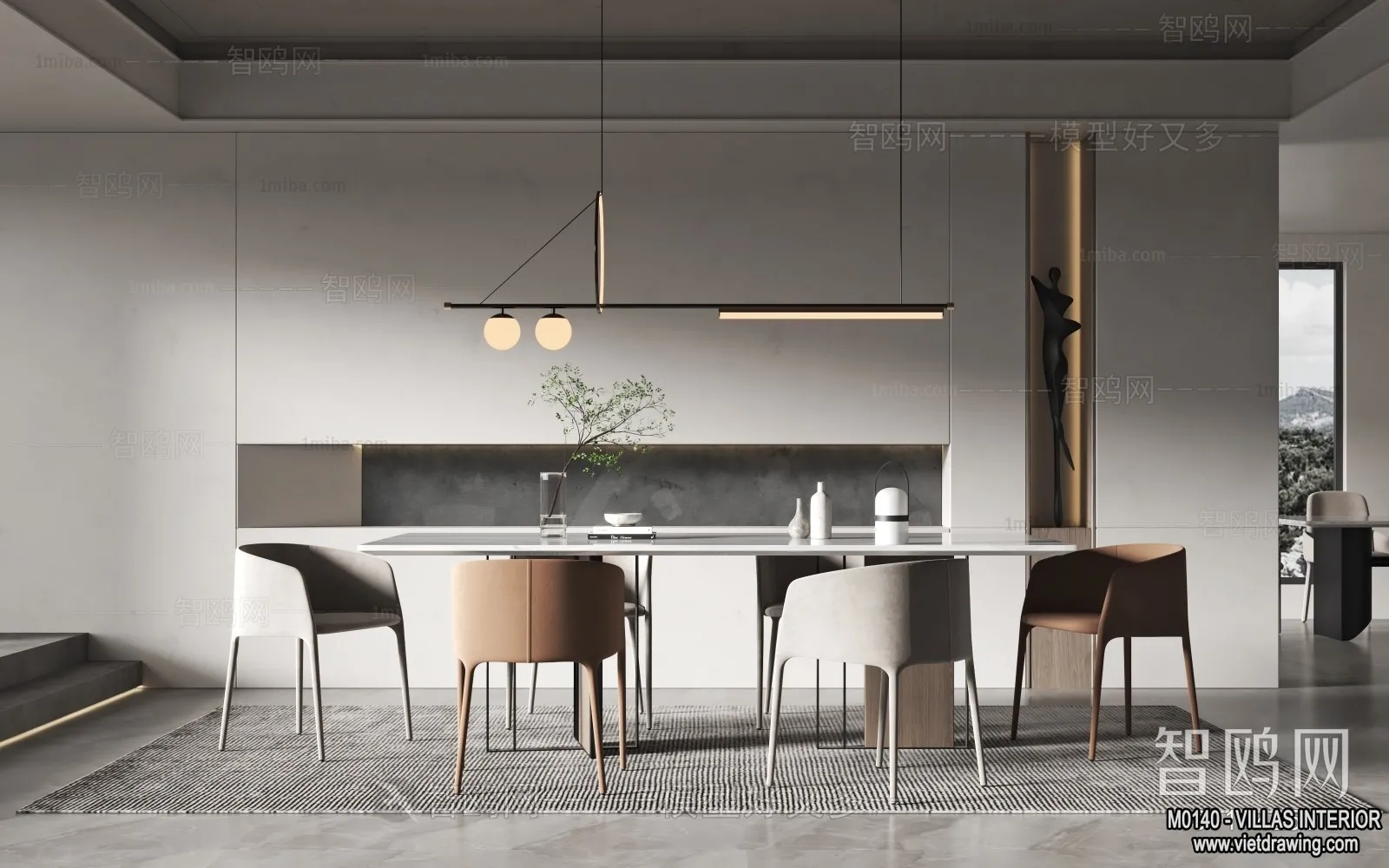 Dining Room - Villas 3D Interior Scene - 3D Models - 182