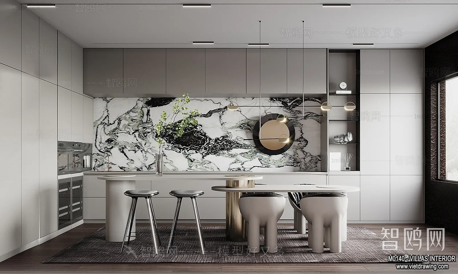 Dining Room - Villas 3D Interior Scene - 3D Models - 184