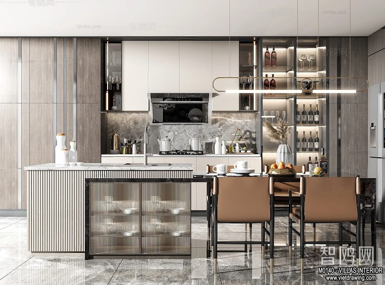 Dining Room - Villas 3D Interior Scene - 3D Models - 186