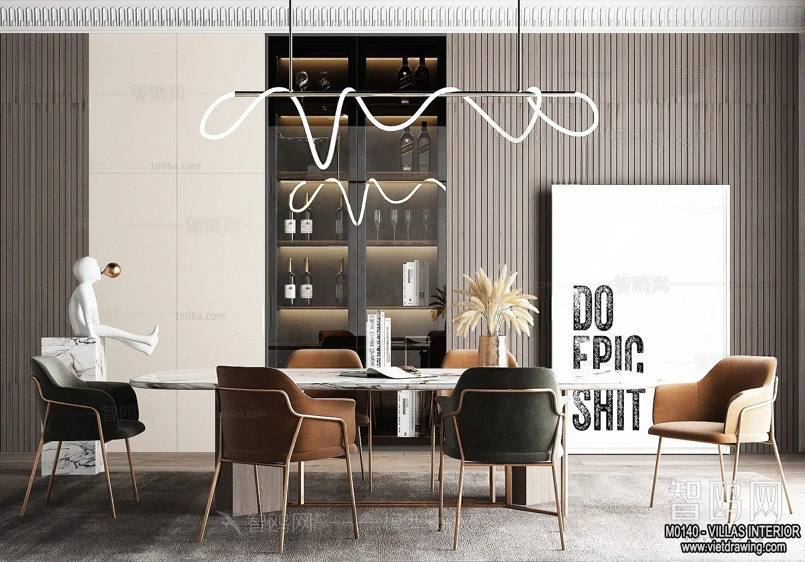 Dining Room - Villas 3D Interior Scene - 3D Models - 187