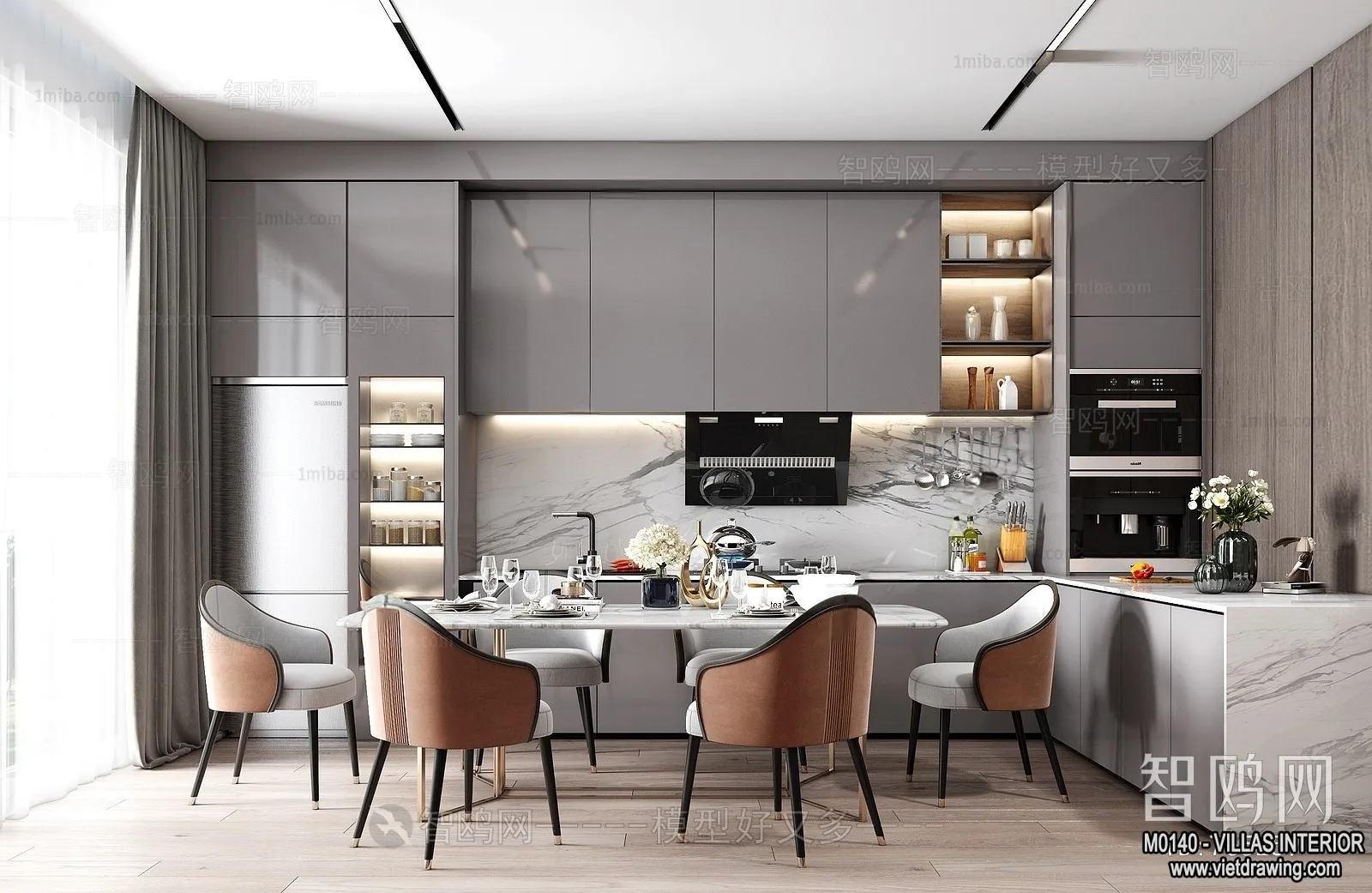 Dining Room - Villas 3D Interior Scene - 3D Models - 188