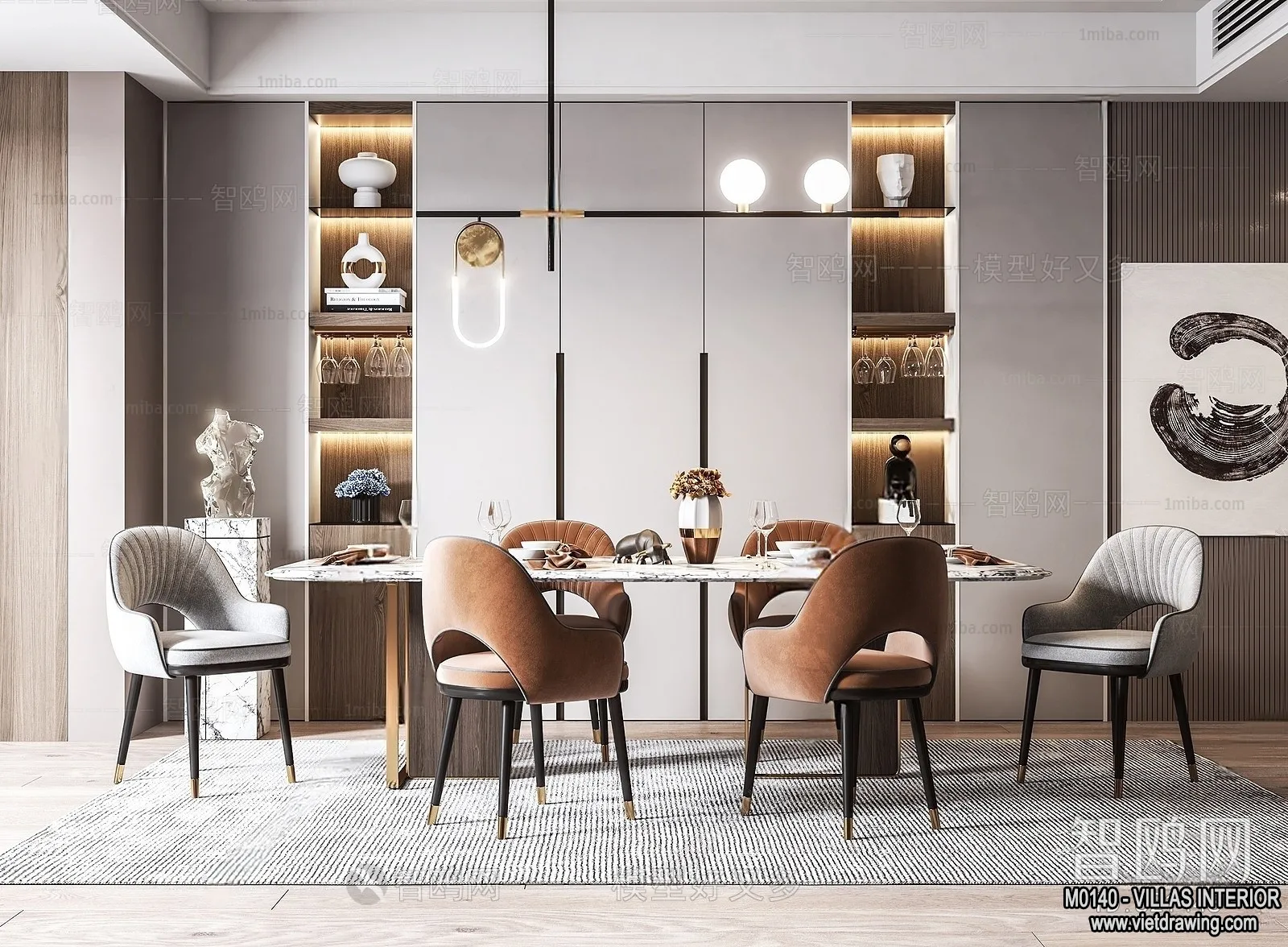 Dining Room - Villas 3D Interior Scene - 3D Models - 189