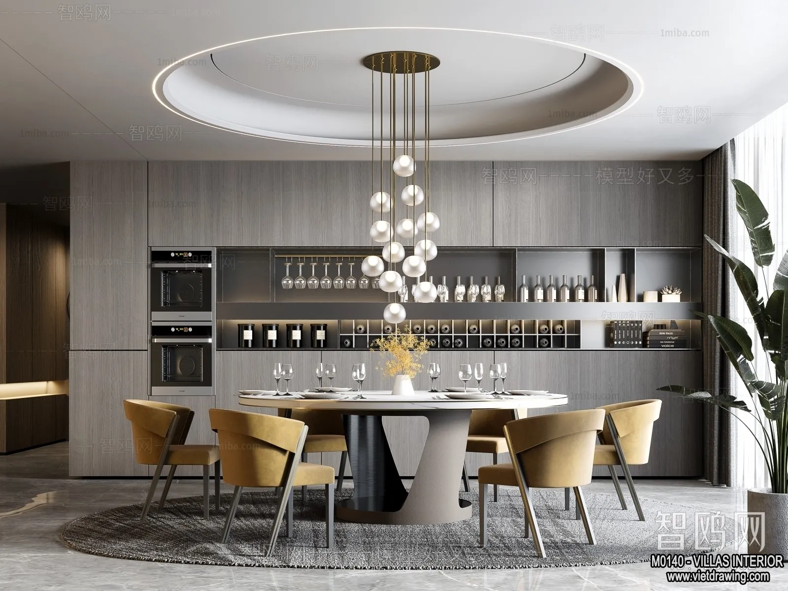 Dining Room - Villas 3D Interior Scene - 3D Models - 191