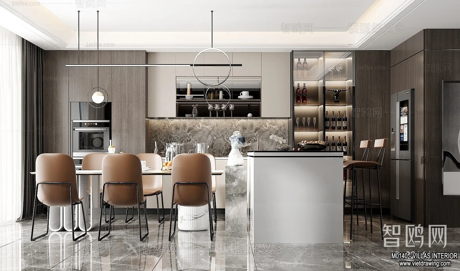 Dining Room - Villas 3D Interior Scene - 3D Models - 192