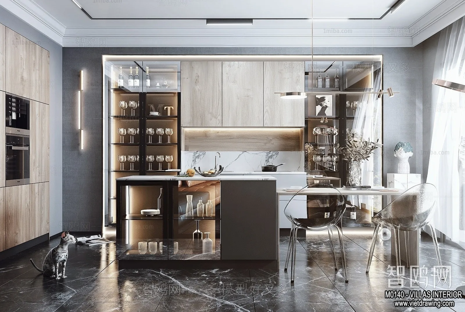 Dining Room - Villas 3D Interior Scene - 3D Models - 194