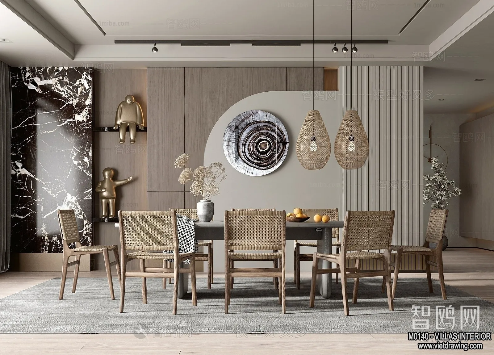 Dining Room - Villas 3D Interior Scene - 3D Models - 198