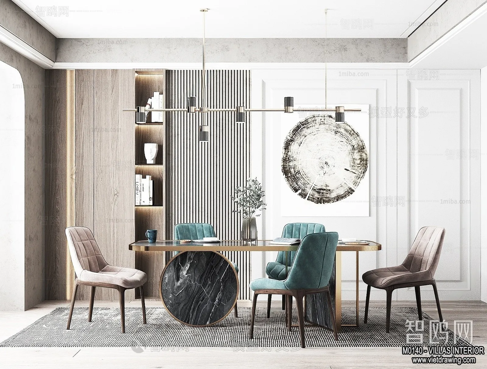 Dining Room - Villas 3D Interior Scene - 3D Models - 199