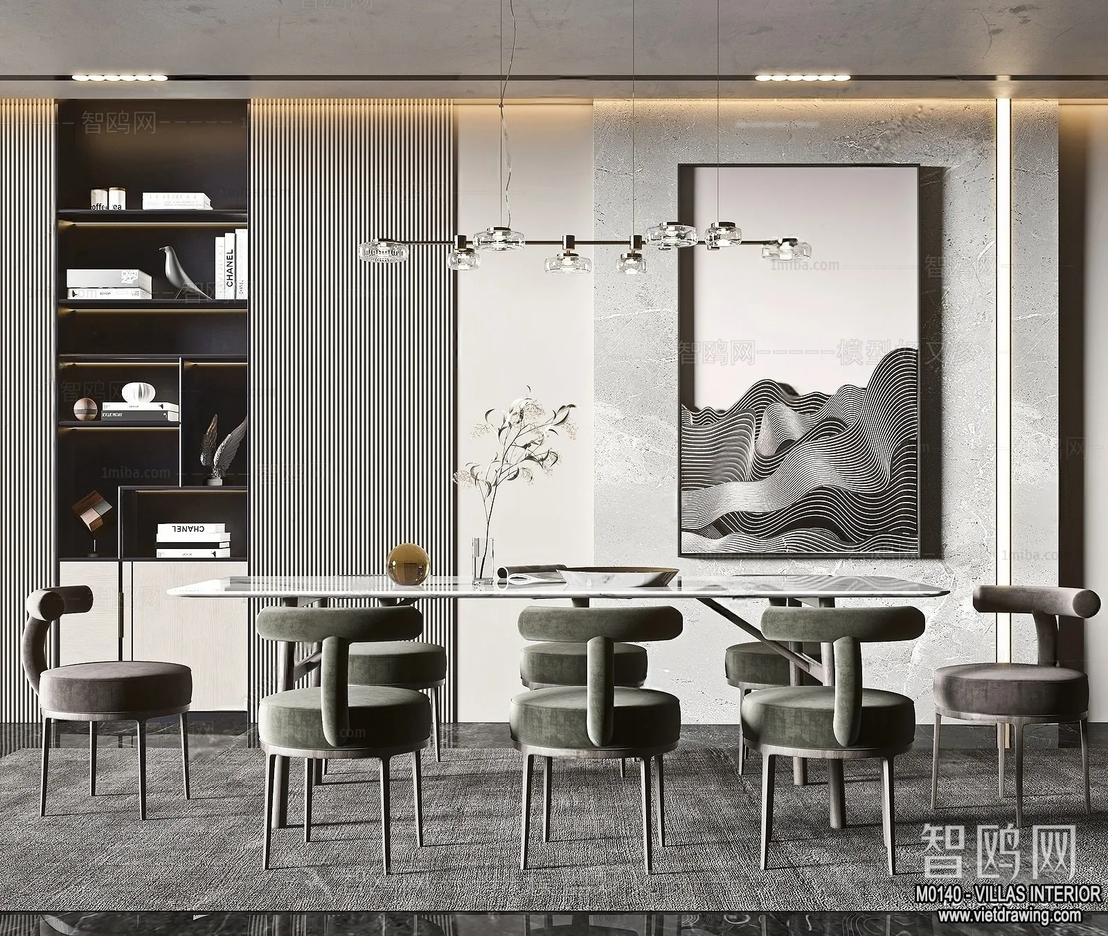 Dining Room - Villas 3D Interior Scene - 3D Models - 200