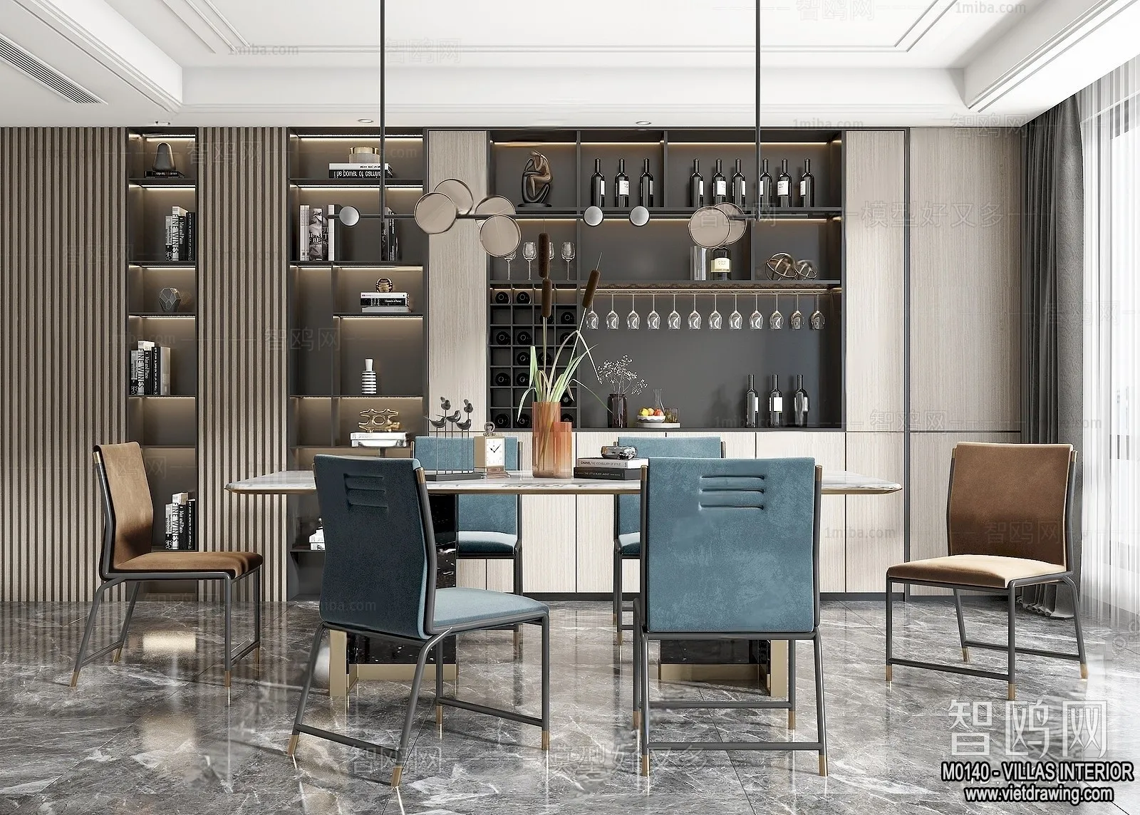 Dining Room - Villas 3D Interior Scene - 3D Models - 201