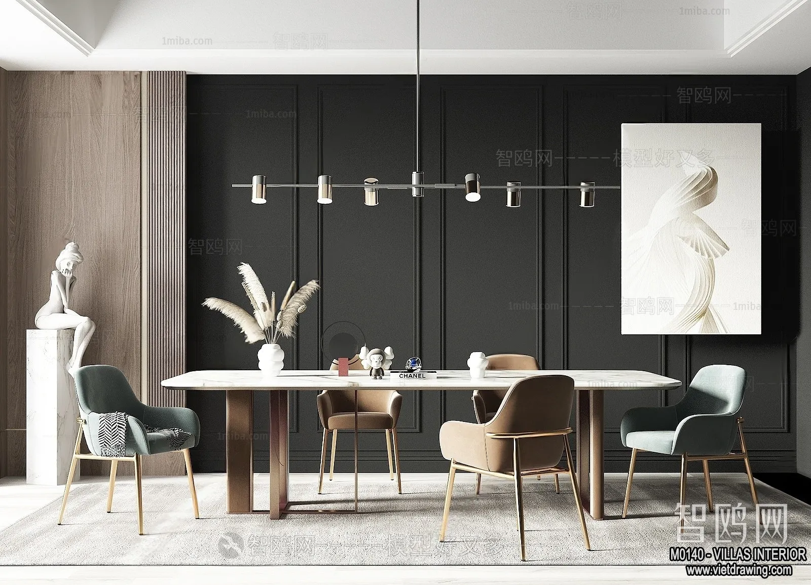 Dining Room - Villas 3D Interior Scene - 3D Models - 202
