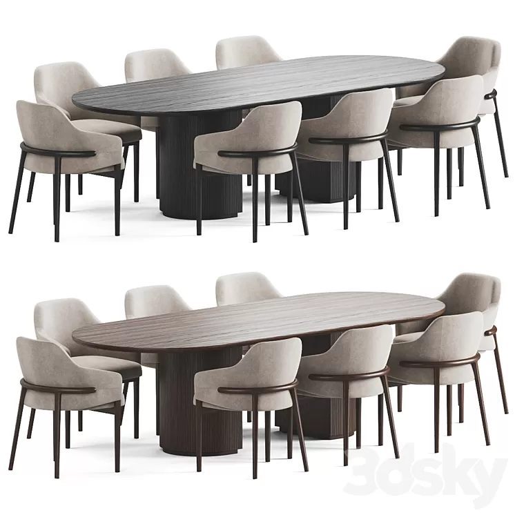Dining Set 01 3D Model Free