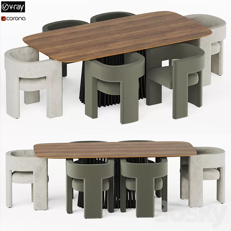 Dining set-01 3D Model Free