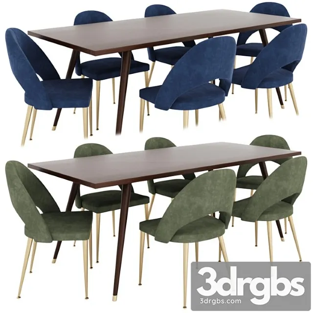 Dining set 02 2 3D Model Free