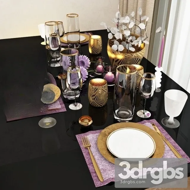 Dining Set 02 3D Model Free