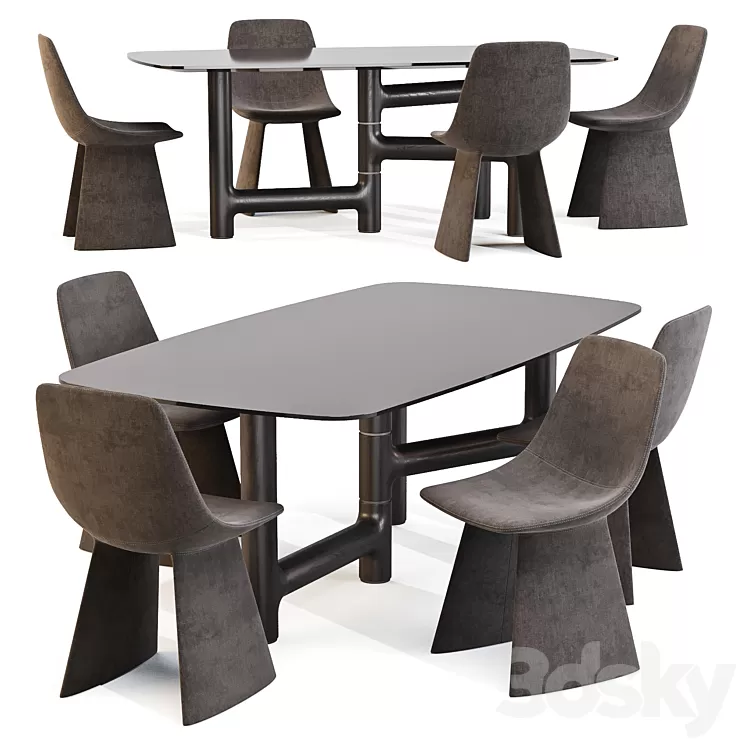 Dining Set 02: Bonaldo (Pivot Table and Agea Chairs) 3D Model