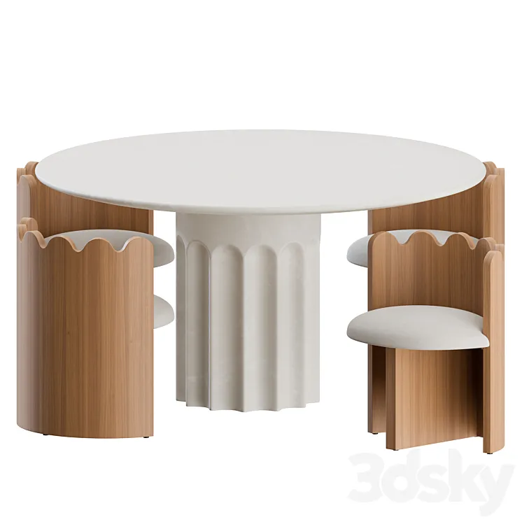 Dining Set 02 by Lulu and Georgia 3D Model Free