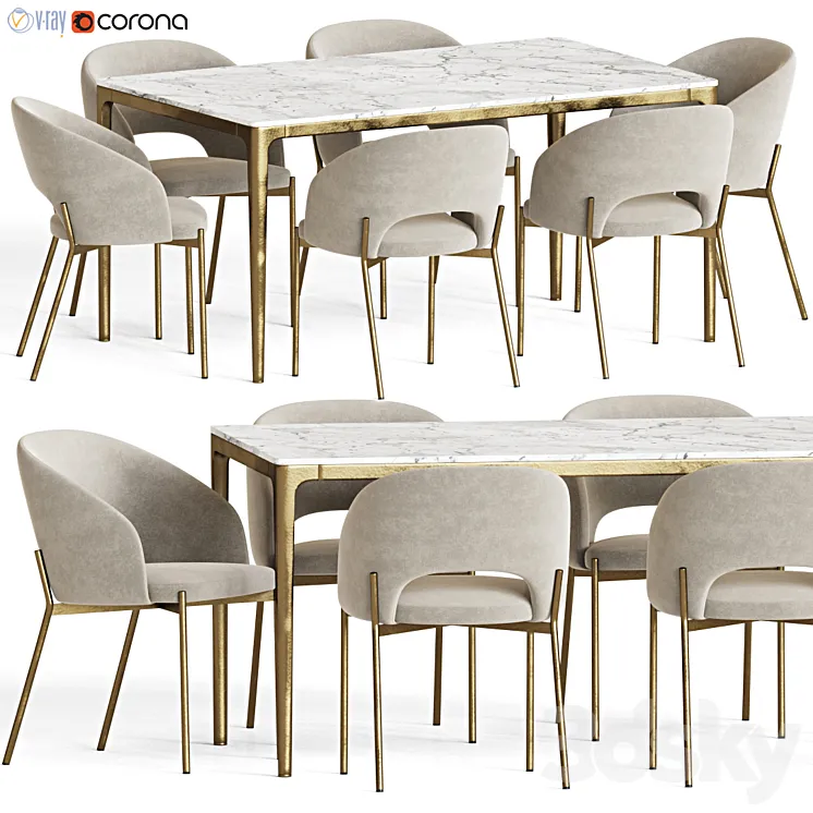 Dining Set 116 3D Model Free