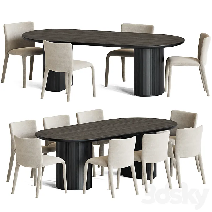 Dining Set 129 3D Model Free