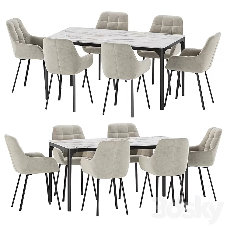 Dining set 25 3D Model Free